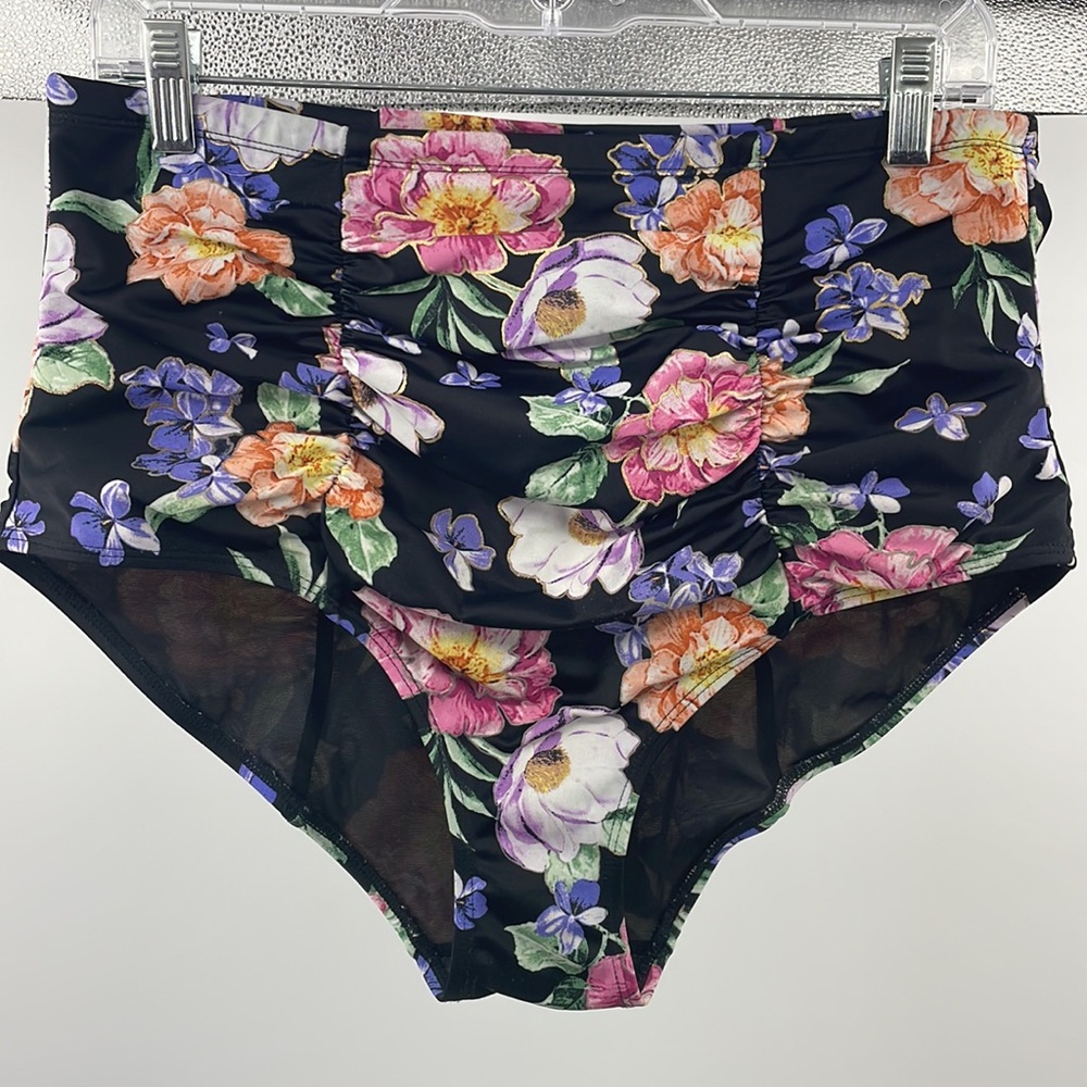 Torrid High Waist Ruched floral swim bottom Size 1